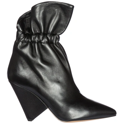 Shop Isabel Marant Women's Leather Heel Ankle Boots Booties Lileas In Black