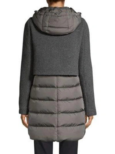 Shop Herno Curly Knit Puffer Jacket In Grey