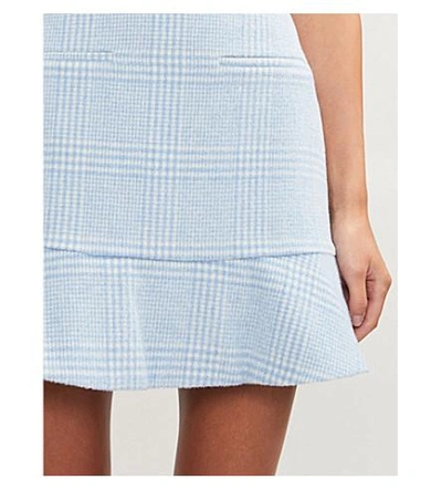 Shop Ganni Woodside Wool-blend Mini Skirt In Serenity Blue