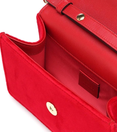 Shop Gucci Velvet Shoulder Bag In Red