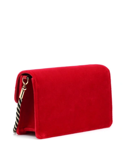 Shop Gucci Velvet Shoulder Bag In Red