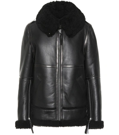 Shop Acne Studios Shearling And Leather Jacket In Black