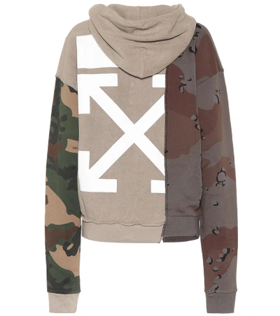 Shop Off-white Printed Cotton Hoodie In Beige