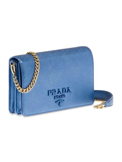 Shop Prada Chain Strap Mini Bag - Blue