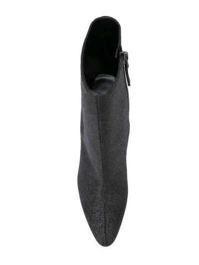 Shop Manolo Blahnik Metallic Ankle Boots In Black