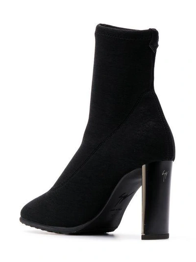 Shop Giuseppe Zanotti Block Heel Socks Boots In Black