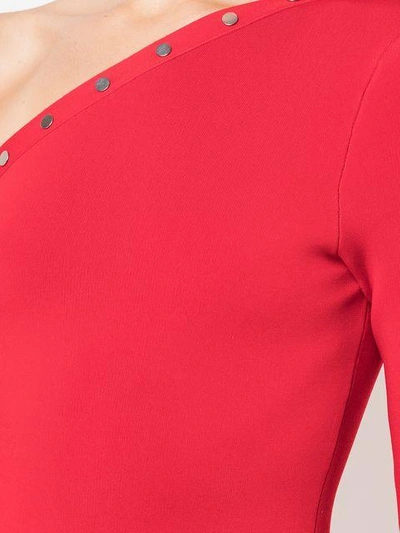 Shop Alexander Wang Button Detail One Sleeve Dress In Red