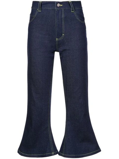 Shop Hardeman Cropped Flared Jeans In Blue