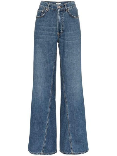 Shop Ganni Mid-rise Wide Leg Jeans - Blue