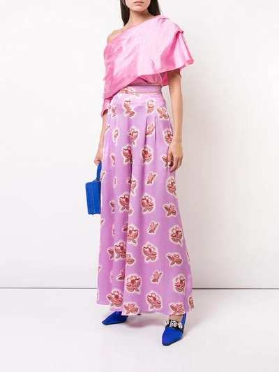 PETER PILOTTO FLORAL PRINT WIDE LEG TROUSERS - 粉色
