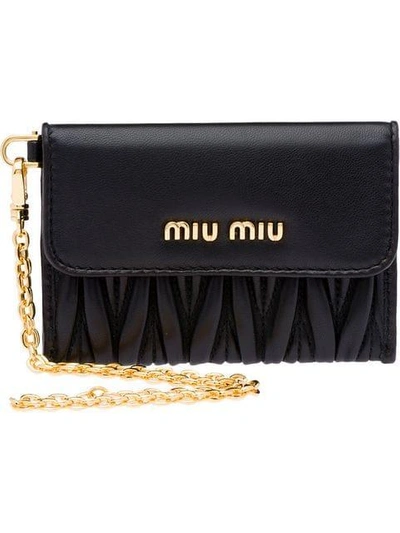 Shop Miu Miu Matelassé Card Holder In Black