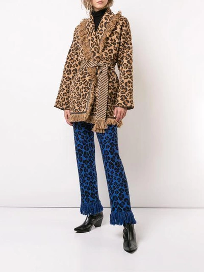 leopard intarsia knit trousers