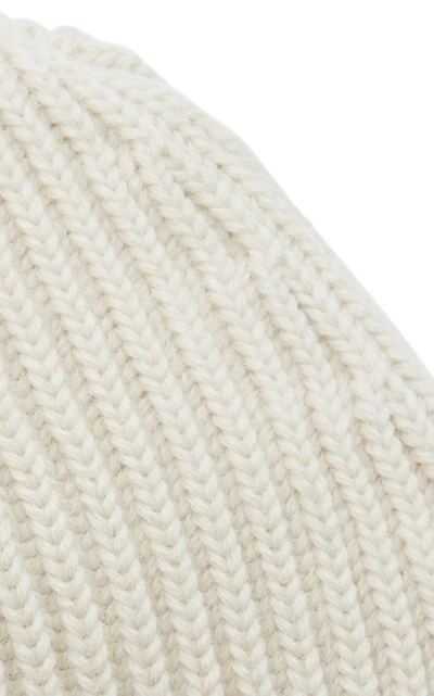 Shop Maison Margiela Wool Ribbed Beanie In White
