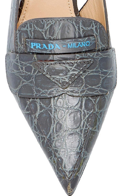 Shop Prada M'o Exclusive: Moccasin Slingbacks In Grey