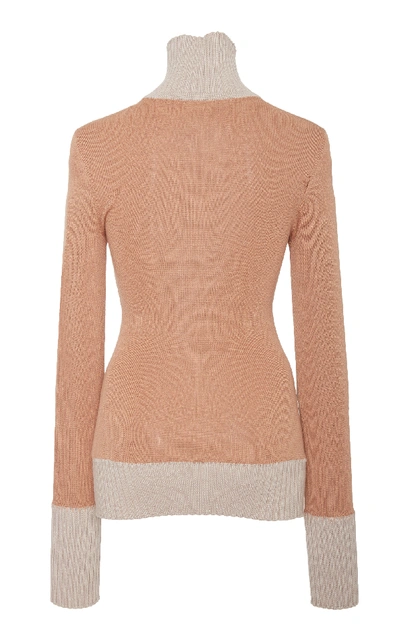 Shop Victoria Beckham Fine Gauge Rib With Chunky Trim Polo In Pink