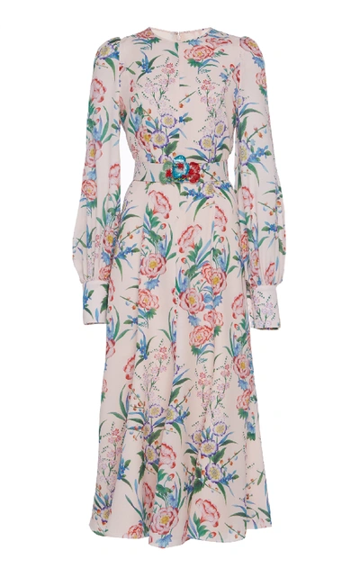 Shop Andrew Gn Belted Woven Dress In Floral