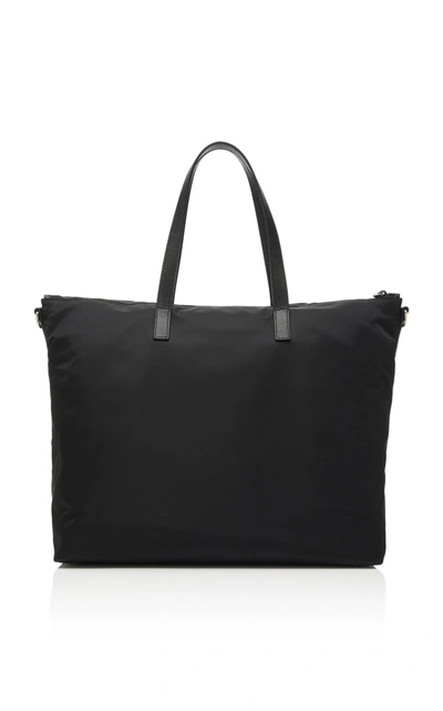 Shop Prada Leather-trimmed Nylon Tote Bag In Black