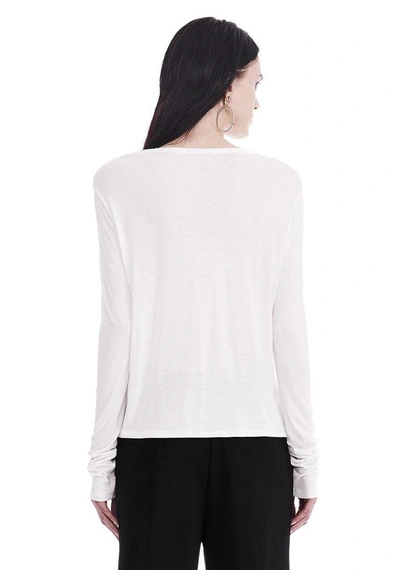 Shop Alexander Wang Classic Cropped Long Sleeve Tee In White