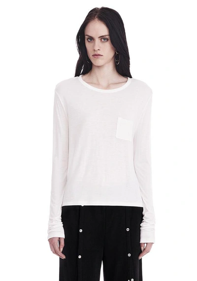 Shop Alexander Wang Classic Cropped Long Sleeve Tee In White