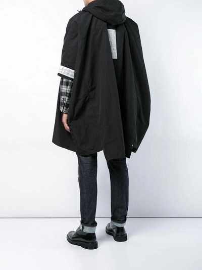 Shop Junya Watanabe Half Sleeve Hooded Coat In Black