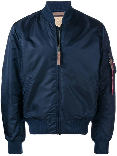 Shop Alpha Industries Classic Zipped Bomber Jacket  In Blue