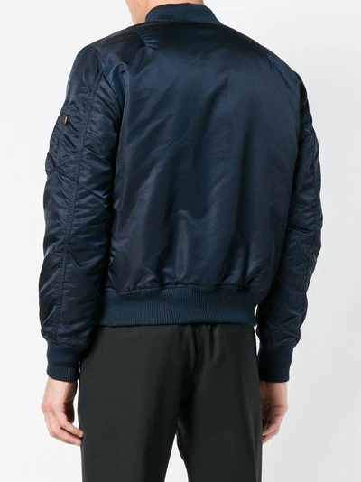 Shop Alpha Industries Classic Zipped Bomber Jacket  In Blue