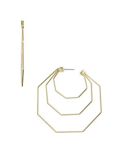 Shop Rebecca Minkoff Triple Hexagonal Drop Earrings In Gold