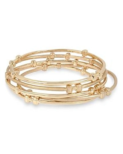 Shop Robert Lee Morris Soho Mixed Beaded Bangle Bracelet Set In Gold