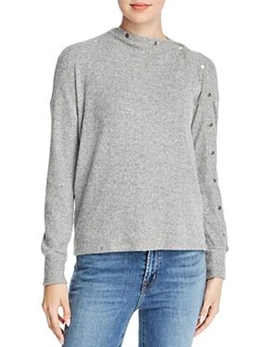 Shop Red Haute Snap Detail Sweater In Heather Gray