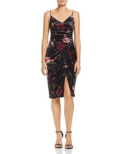 Shop Black Halo Bowery Floral Velour Sheath Dress In Literature