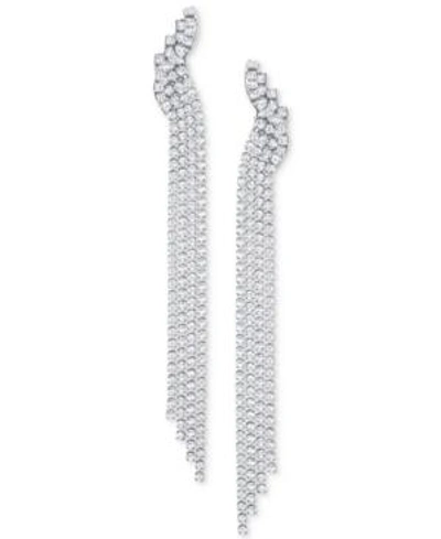 Shop Swarovski Silver-tone Crystal Mesh Fringe Drop Earrings In White