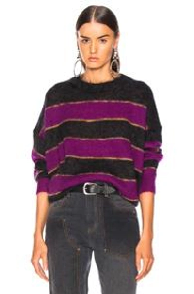 Shop Isabel Marant Étoile Isabel Marant Etoile Reece Sweater In Black,stripes,purple. In Faded Black & Purple