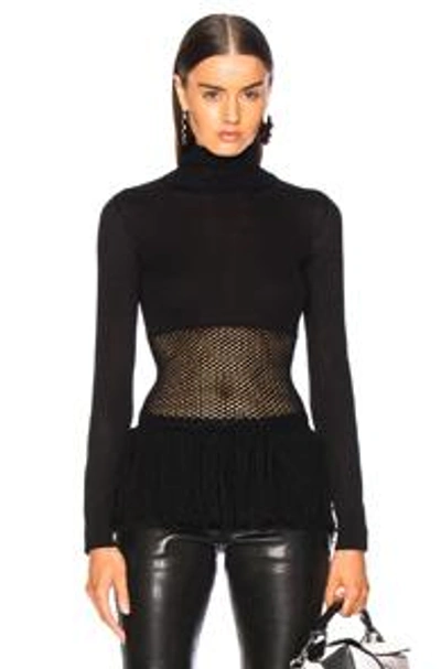 Shop Loewe Mesh Waist Sweater In Black