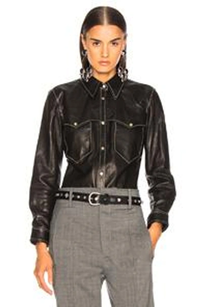 Shop Isabel Marant Leather Nile Shirt In Black