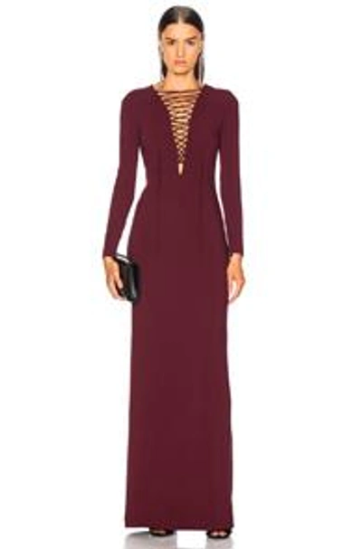 Shop Stella Mccartney Lace Up Maxi Dress In Red. In Bordeaux