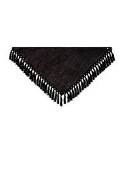 Shop Saint Laurent Suede & Wool Fringe Trim Scarf In Black