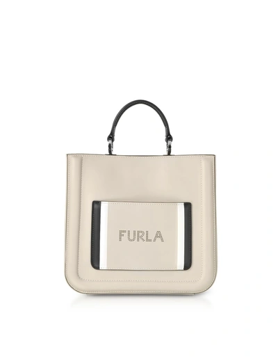 Shop Furla Reale N/s Small Tote Bag In Light Gray