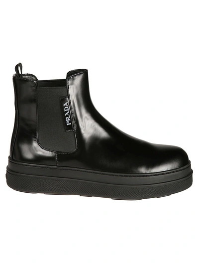 Shop Prada Elasticated Ankle Boots In Black
