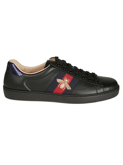 Shop Gucci Ace Embroidered Sneakers In Black