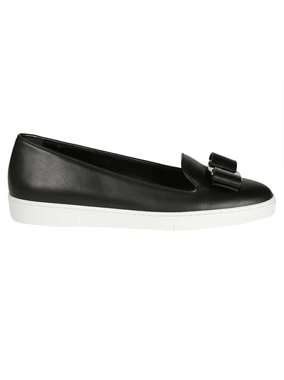 Shop Ferragamo Vara Bow Slip-on Sneakers In Black