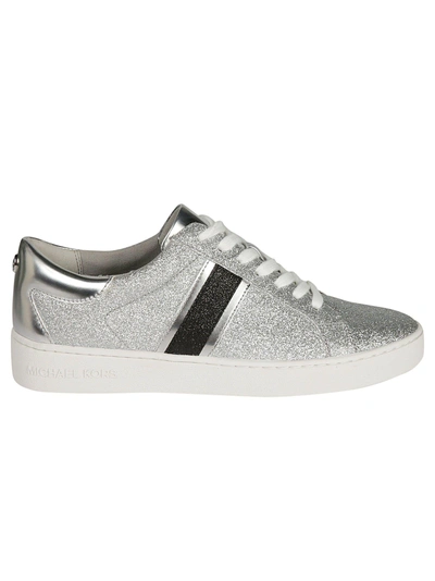 Shop Michael Kors Keaton Striped Glitter Sneakers In Silver