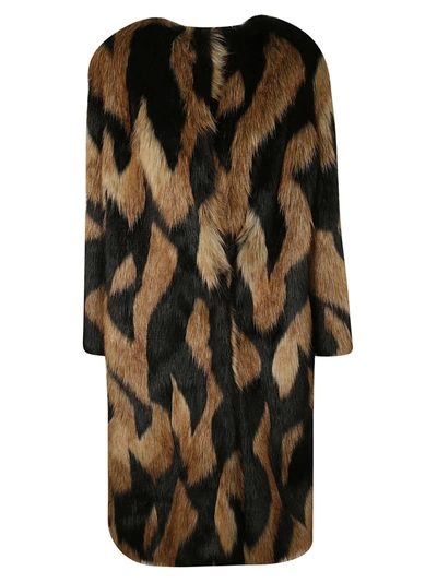 Shop Givenchy Faux Furred Coat In Multicolor