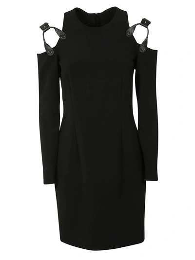 Shop Moschino Harness Exposed Shoulder Dress In Black