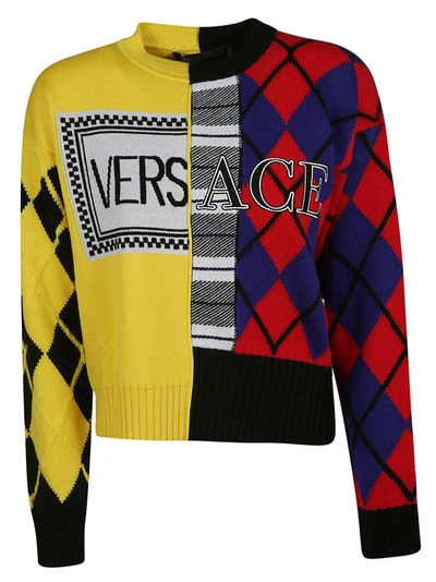 Shop Versace Vintage Logo Argyle Sweater In Multicolored