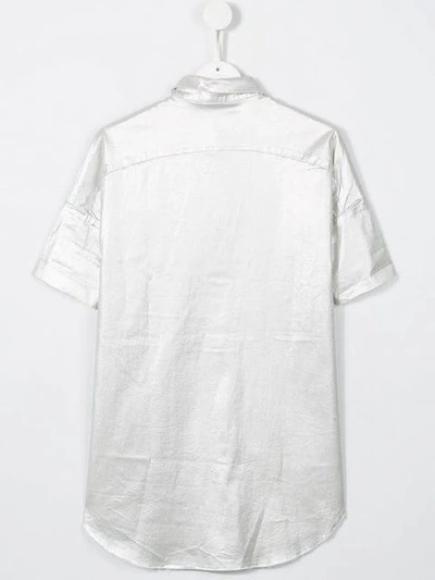 Shop Andorine Raw Edge Long Shirt In Metallic