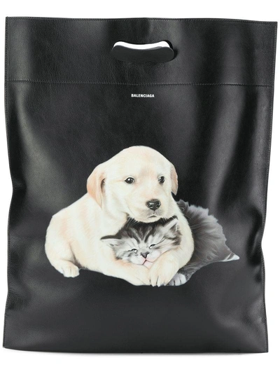 puppy and kitten plastic bag M shopper tote