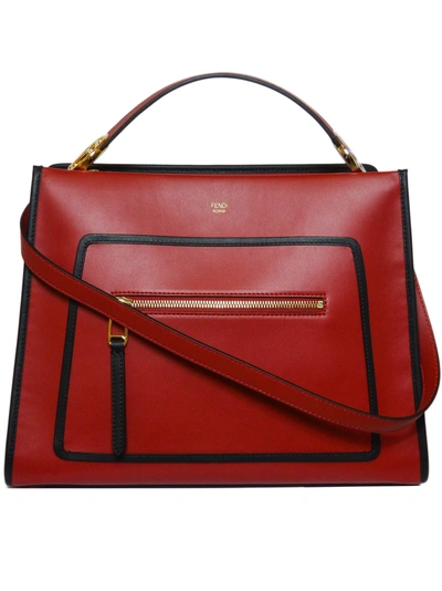 Shop Fendi Runaway Top Handle Bag In F08zz Camelia Black