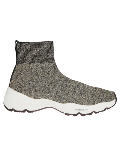 Shop Oxs Airborne Sock Sneakers In Oro/nero