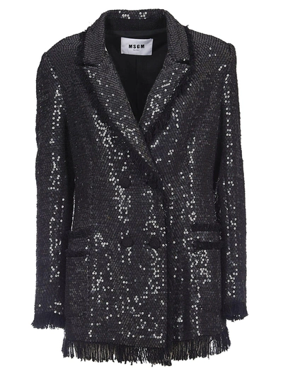 Shop Msgm Sequin Blazer In 99