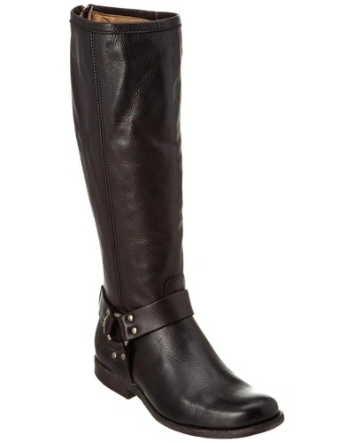 Shop Frye Phillip Harness Tall Leather Boot In Black